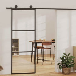 vidaXL Porte coulissante 3 panneaux Verre ESG et aluminium 76x205 cm Noir