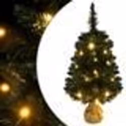 vidaXL Sapin de Noël artificiel pré-éclairé et supports vert 90 cm PVC - TU