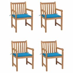 VidaXL 3073008, Terrace, Siège rembourré, Teck, Bleu, Polyester, 580 mm