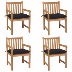 VidaXL 3073080, Terrace, Siège rembourré, Teck, Noir, Polyester, 580 mm