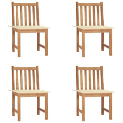 vidaXL Chaises de jardin lot de 4 avec coussins Bois de teck massif - TU