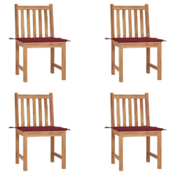 vidaXL Chaises de jardin lot de 4 avec coussins Bois de teck massif - TU