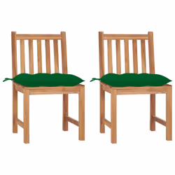 VidaXL 3073108, Terrace, Siège rembourré, Teck, Vert, Polyester, 500 mm