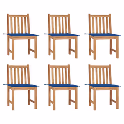 VidaXL 3073125, Terrace, Siège rembourré, Teck, Bleu, Polyester, 500 mm