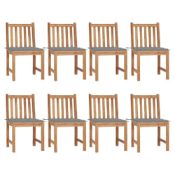 vidaXL Chaises de jardin lot de 8 avec coussins Bois de teck massif - TU