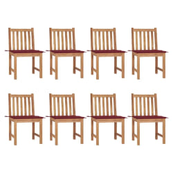 vidaXL Chaises de jardin lot de 8 avec coussins Bois de teck massif - TU