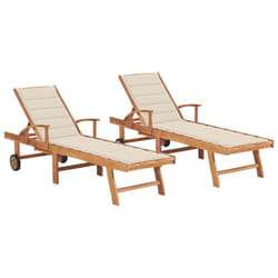 VidaXL 3073173 chaise d'extérieur Linge Siège rembourré Acier galvanisé, Teck Crème
