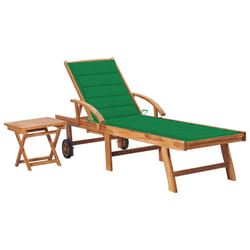 VidaXL 3073176 chaise d'extérieur Linge Siège rembourré Acier galvanisé, Teck Vert