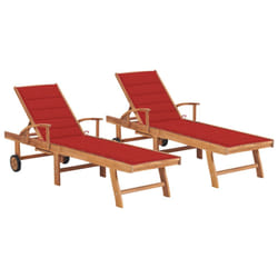 VidaXL 3073177 chaise d'extérieur Linge Siège rembourré Acier galvanisé, Teck Rouge