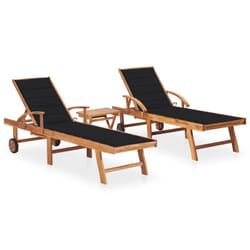 VidaXL 3073178 chaise d'extérieur Linge Siège rembourré Acier galvanisé, Teck Noir