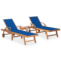 VidaXL 3073181 chaise d'extérieur Linge Siège rembourré Acier galvanisé, Teck Bleu