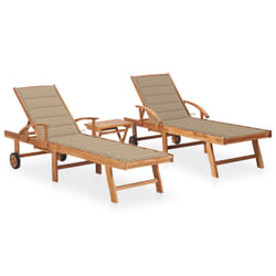 VidaXL 3073189 chaise d'extérieur Linge Siège rembourré Acier galvanisé, Teck Beige