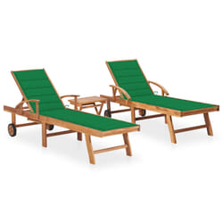 VidaXL 3073191 chaise d'extérieur Linge Siège rembourré Acier galvanisé, Teck Vert