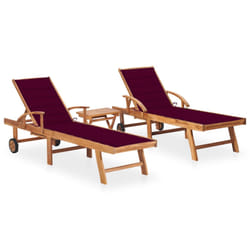 VidaXL 3073195 chaise d'extérieur Linge Siège rembourré Acier galvanisé, Teck Rouge