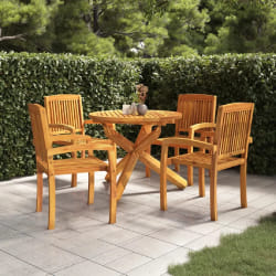 vidaXL Ensemble à manger de jardin 5 pcs Bois de teck massif