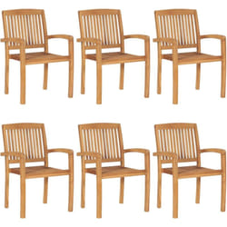 Chaises de jardin empilables 6 pcs Bois de teck solide