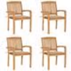 vidaXL Chaises de jardin empilables avec coussins lot de 4 Teck solide - TU