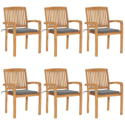 Vidaxl - Chaises de jardin empilables avec coussins 6 pcs Teck solide