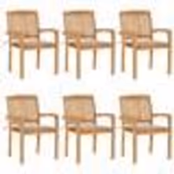 vidaXL Chaises de jardin empilables avec coussins lot de 6 Teck solide - TU