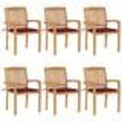 vidaXL Chaises de jardin empilables avec coussins lot de 6 Teck solide - TU