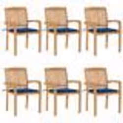vidaXL Chaises de jardin empilables avec coussins lot de 6 Teck solide - TU
