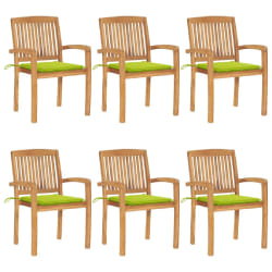 vidaXL Chaises de jardin empilables avec coussins lot de 6 Teck solide - TU
