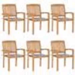vidaXL Chaises de jardin empilables avec coussins lot de 6 Teck solide - TU