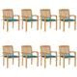 vidaXL Chaises de jardin empilables avec coussins lot de 8 Teck solide - TU