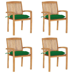 vidaXL Chaises de jardin empilables avec coussins - Teck solide