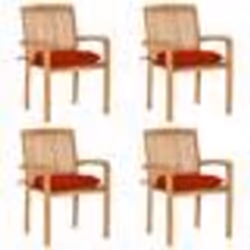 vidaXL Chaises de jardin empilables avec coussins lot de 4 Teck solide - TU