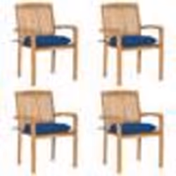 vidaXL Chaises de jardin empilables avec coussins lot de 4 Teck solide - TU