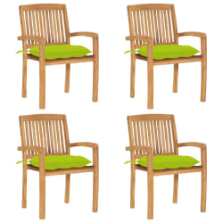 vidaXL Chaises de jardin empilables avec coussins lot de 4 Teck solide - TU
