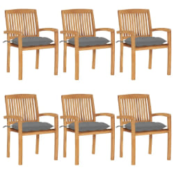 vidaXL Chaises de jardin empilables avec coussins lot de 6 Teck solide - TU