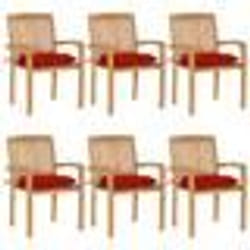 vidaXL Chaises de jardin empilables avec coussins lot de 6 Teck solide - TU