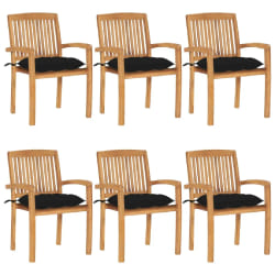 vidaXL Chaises de jardin empilables avec coussins lot de 6 Teck solide - TU