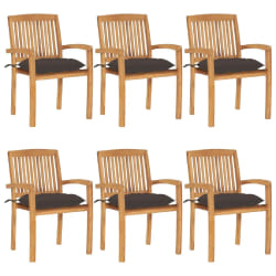vidaXL Chaises de jardin empilables avec coussins lot de 6 Teck solide - TU