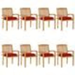 vidaXL Chaises de jardin empilables avec coussins lot de 8 Teck solide - TU