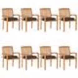vidaXL Chaises de jardin empilables avec coussins lot de 8 Teck solide - TU
