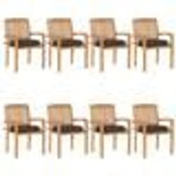 vidaXL Chaises de jardin empilables avec coussins lot de 8 Teck solide - TU