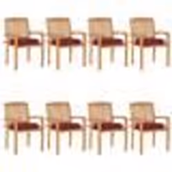 vidaXL Chaises de jardin empilables avec coussins lot de 8 Teck solide - TU