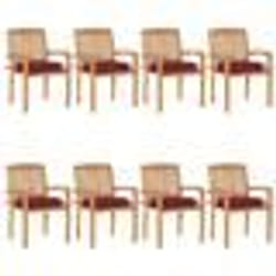 vidaXL Chaises de jardin empilables avec coussins lot de 8 Teck solide - TU