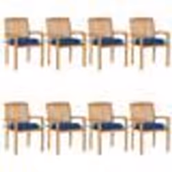 vidaXL Chaises de jardin empilables avec coussins lot de 8 Teck solide - TU