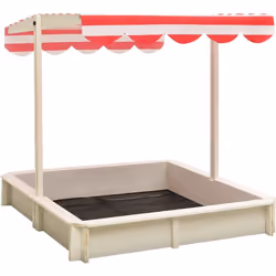 Ce bac à sable en bois avec toit de protection contre les UV est l'équipement de jeu parfait pour le divertissement en plein  ...