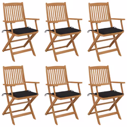 VidaXL 3074947, Terrace, Siège rembourré, Bois d'acacia, Noir, Polyester, 540 mm