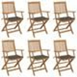vidaXL Chaises pliables de jardin lot de 6 avec coussins Bois d'acacia - TU