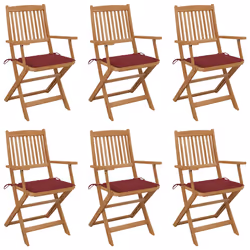 VidaXL 3074949, Terrace, Siège rembourré, Bois d'acacia, Rouge, Polyester, 540 mm
