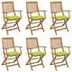 vidaXL Chaises pliables de jardin lot de 6 avec coussins Bois d'acacia - TU