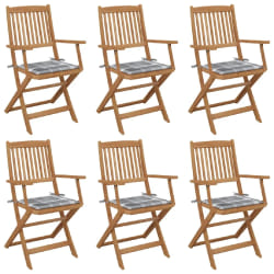 vidaXL Chaises pliables de jardin lot de 6 avec coussins Bois d'acacia - TU