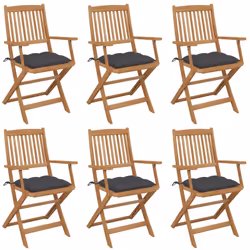 Ces chaises pliables en bois d’acacia massif avec coussins sont un endroit idéal pour vous détendre et profiter du soleil dan ...