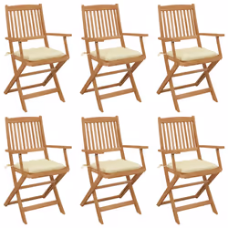 VidaXL 3074957, Terrace, Siège rembourré, Bois d'acacia, Crème, Blanc, Polyester, 540 mm